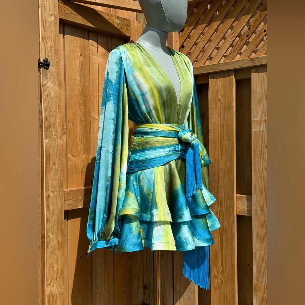 🆕 BRONX & BANCO 🧿 NWOT Bedouin Coastal Mini Dress, Blue Multi - Sz XS US 2